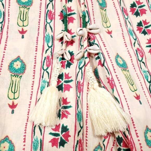 Haute Hippie India Tribal Bohemian Festival Pants Elastic Waist Cowrie Medium - Picture 6 of 12